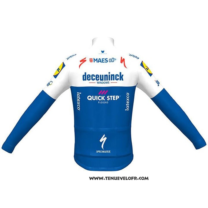 2020 Maillot Cyclisme Deceuninck Quick Step Bleu Blanc Manches Longues et Cuissard